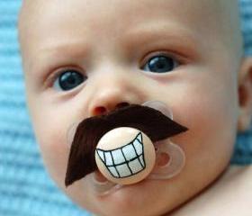 Tom Selleck - Hand Cut Custom Mustache Pacifier - Brown