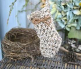 Mini Stocking Ornament-Wool-Birch Tweed