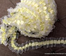2 yards - Organza and Satin Ribbon Trim - Canary Yellow 
