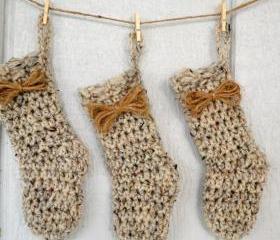 Small Stocking-Ornament-Possible Advent Calendar-Home Decor-Birch Tweed