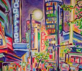 ORIGINAL Acrylic Painting - Granville At The Warehouse - Large 36x48 Colorful City Buildings art - FREE SHIPPPING