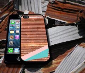 Geometric Rusted Metal Print with Mint & Pink - iphone 5 cases Cool iPhone Cases- Cool iPhone Cases