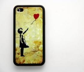 Vintage Banksy Girl iPhone 4 and iPhone 4S Rubber Case