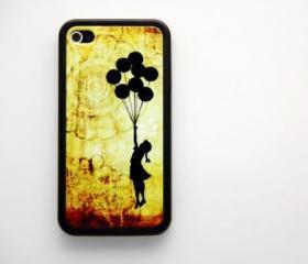 Vintage Banksy Balloon Girl iPhone 4 and iPhone 4S Rubber Case