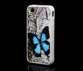 Close-up Butterfly Blue iPhone 4 and iPhone 4S Rubber Case