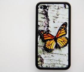Close-up Butterfly Orange iPhone 4 and iPhone 4S Rubber Case