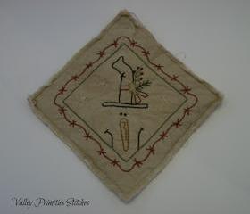 Snowman Candle Mat, Hand Stitched, Primitive