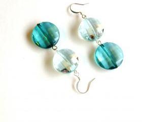 Blue Green Dangle Earrings