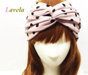 Dark Pink dot Twist turban headband