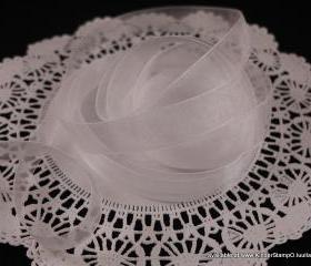 5 yards - 5/8 inch Organza Ribbon - Marshmallow (White)