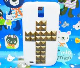Cross Bronze Pyramid Stud White Hard Case Cover for Samsung T989 Hercules Galaxy S2 T-Mobile, Samsung Galaxy S2 Case T-Mobile 