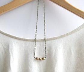 Matte Metallic Gold Czech Bead Necklace // Bridesmaid Gifts // Gold Bridesmaid Necklaces // Maid of Honor Gifts