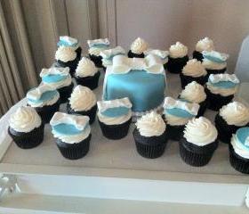 Fondant Tiffany Inspired Bow Cupcake Toppers Perfect for Bridal Showers, Baby Showers, Birthdays, Bachlorrette Parties