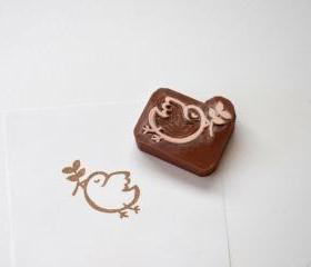 Hand Carved Rubber Stamp / peace bird