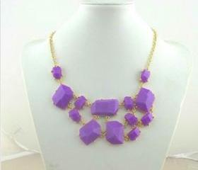 Purple bubble bib Statement necklace,holiday party Necklace,bridesmaid gifts,Beaded Jewelry,wedding necklace