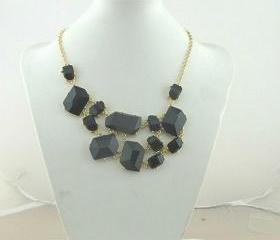 Black bubble bib Statement necklace,holiday party Necklace,bridesmaid gifts,Beaded Jewelry,wedding necklace