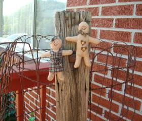 Gingerbread Man and Girl Christmas Ornaments - For Christmas Tree, Swag or Tucks