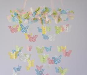 Baby Pink & Blue Butterfly Nursery Mobile, Nursery Decor, Baby Shower Gift