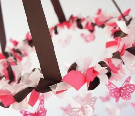 Butterfly Mobile in Pink & Chocolate