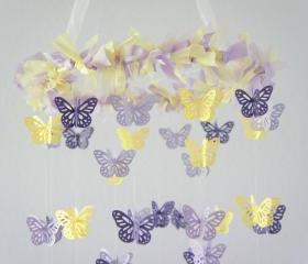 Purple, Lavender, Yellow Butterfly Mobile