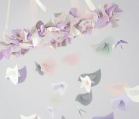 Nursery Decor Mobile- Lavender, Baby Pink, Gray, & White Birds