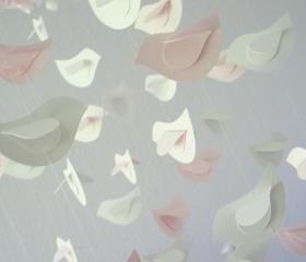 Pink & White Nursery Bird Mobile, Wedding Chandelier, Baby Shower Gift, Photographer Prop