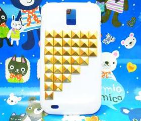 Gold Pyramid Stud White Hard Case Cover for Samsung T989 Hercules Galaxy S2 SII T-Mobile UL6P, Samsung Galaxy S2 Case T-Mobile 