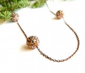 Bronze Beaded Long Chain Necklace