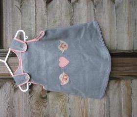 Baby girls grey/pink floral heart bird dress