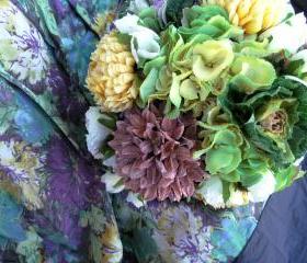 Lush Garden Butter Yellow Lilac Cabbage Roses Bridal Bouquet