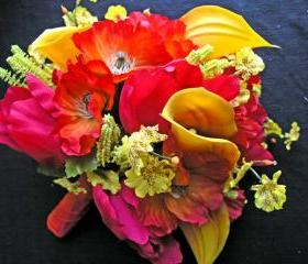 Tropical Wedding Bridal Bouquet, Silk Bridal Bouquet, Calla Lily