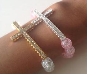 Rhinestone Cross Bracelet