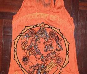 Women's T shirt FREE SIZE S/M ONLY Ganesha Hindu OM Sign Hamsa Hand Yoga Clothing Buddha T-shirt Yoga Tee