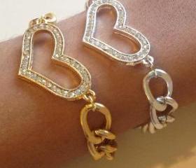 Rhinestone Heart Bracelet