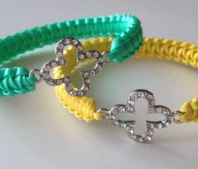 Lucky Clover Rhinestone Bracelet