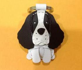Harley the Springer Spaniel leather keychain ( Black )