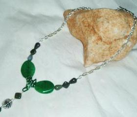 Green Agate Picture Jasper Pendant Necklace