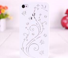 Flowers and Butterfly Relief Frosted Case For Iphone 4/4S