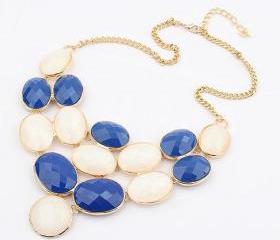 Blue and white bubble necklace,Exaggerated necklace, bubble necklace,bib necklace,bib Bubble Necklace,bridesmaid gifts,Christmas gift