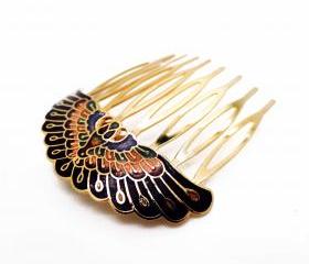 Peacock Vitreous Enamel Hair Clip