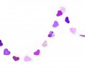 Violet purple garland in paper hearts