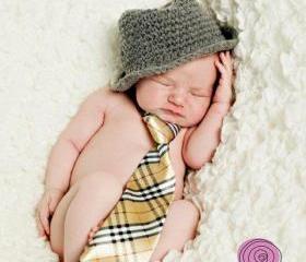 Genuine ORIGINAL design baby boy fedora hat photography props newborn to 3 months handmade in Canada