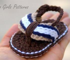 Baby Booties Crochet Pattern for Sporty Baby Flip Flop Sandals - Crochet Pattern number 116