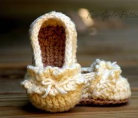 Baby Booties Crochet Pattern Ruffle Ballet Flats PDF Crochet Pattern - Pattern number 108