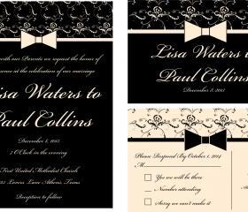 Personalized Wedding Invitation With love birds//matching RSVP postcard//fully customized to your wedding 