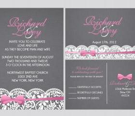 Personalized Wedding Invitation With love birds//matching RSVP postcard//fully customized to your wedding 