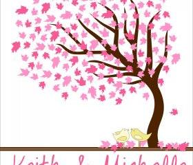 Personalized wedding Signature Tree 18x24 100 signatures, wedding guest book alternative 