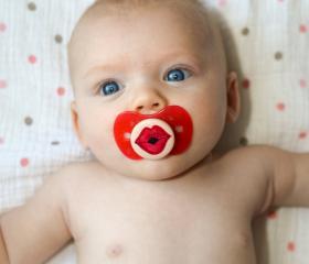 Kissy Face - Hand Painted Custom NUK Style Pacifier in RED