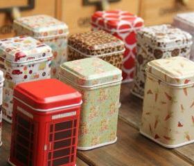 MIni vintage telephone booth tin/ stationery box 
