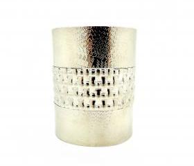 Etched & Weaved Silver Hand Cuff